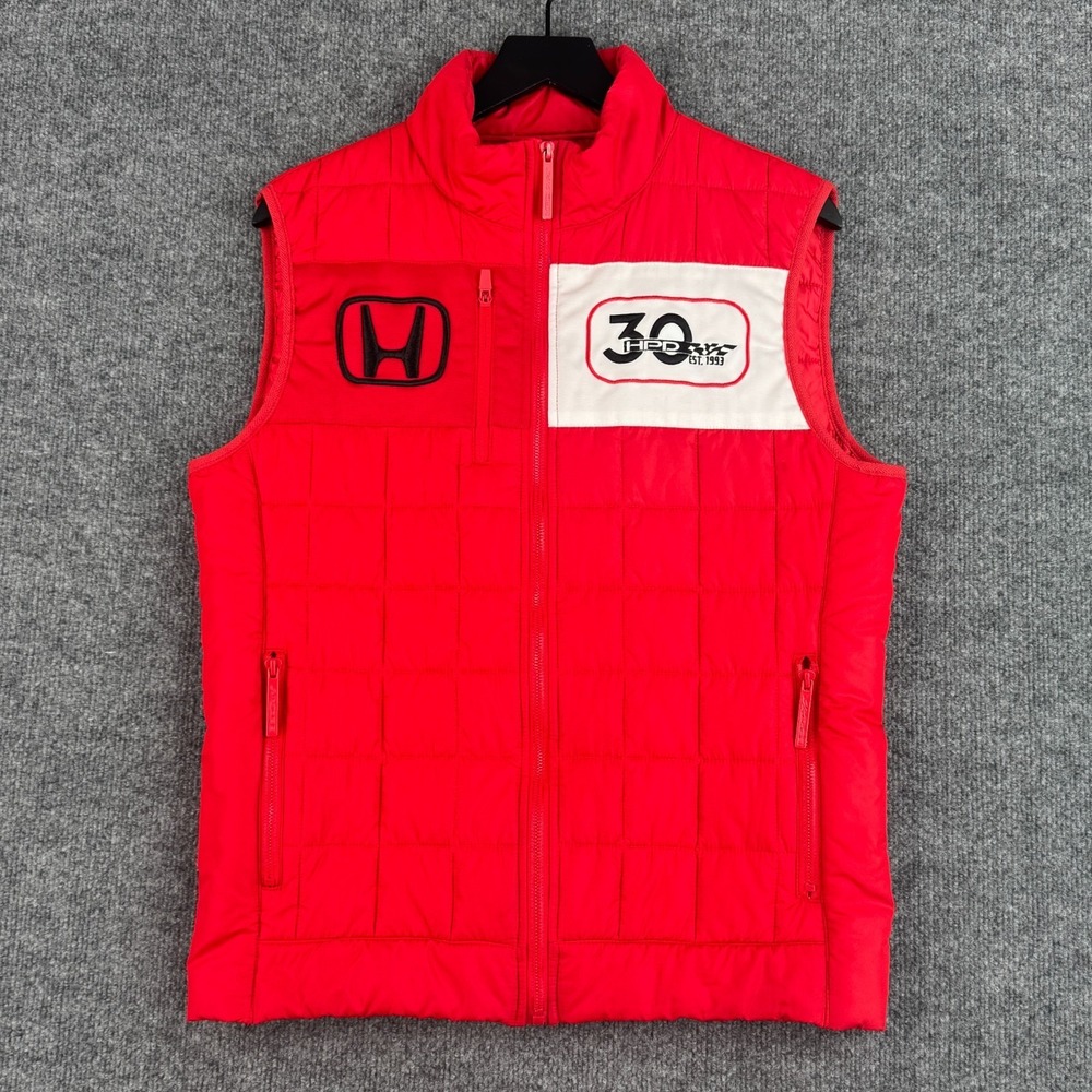 Honda Racing HPD 30th Anniversary Quilted Vest Mens M Red Patrick Calello Zip